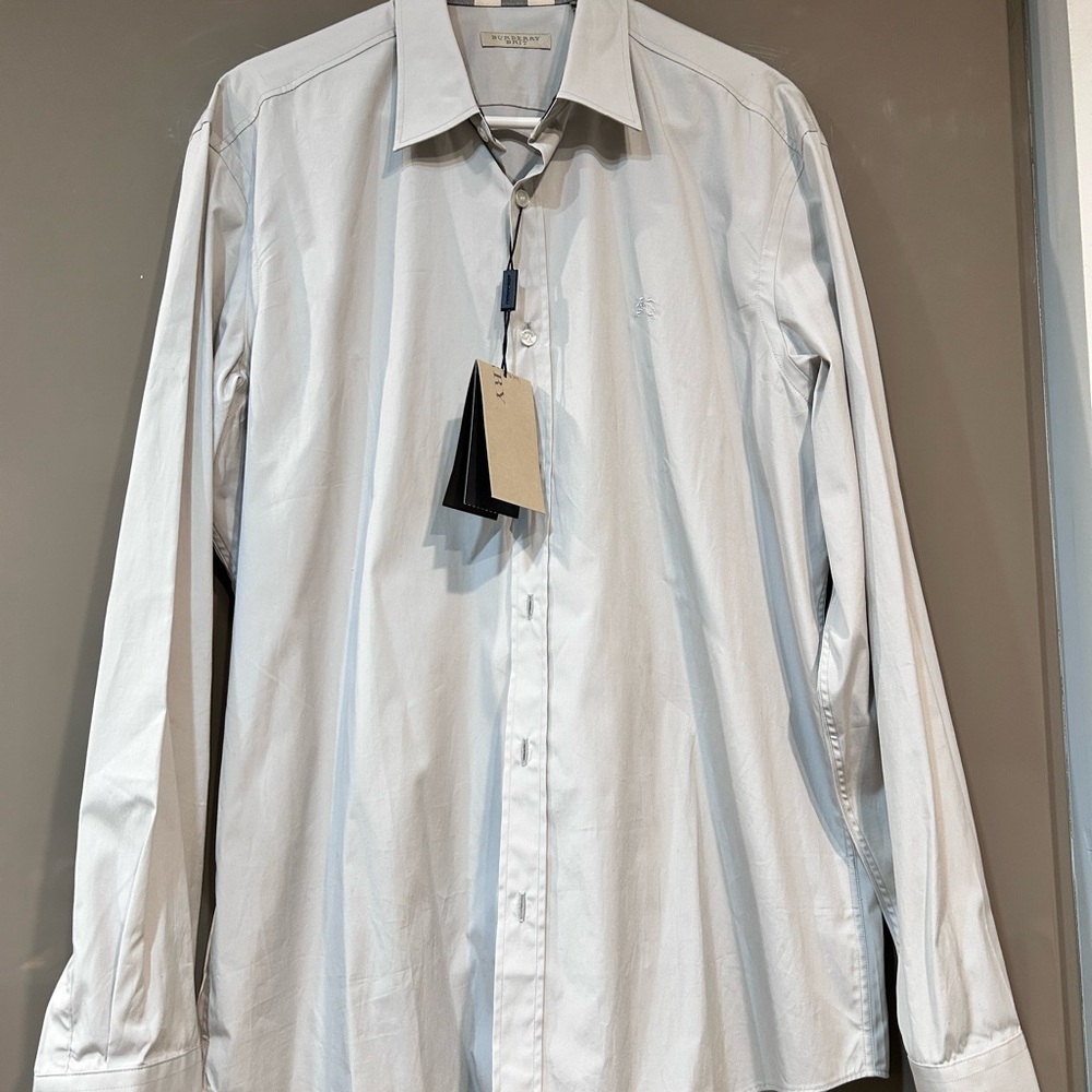 NWT Burberry Light Gray Dress Shirt